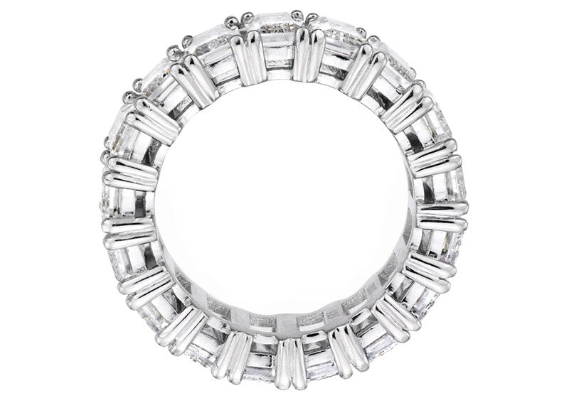 Sterling Silver Emerald Cut Eternity Ring by Bling