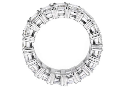 Sterling Silver 4 Prong Emerald Cut Eternity Ring Band by Bling