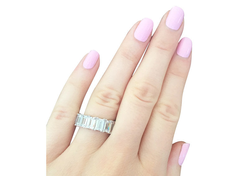Sterling Silver Emerald Cut Eternity Ring by Bling