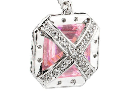 Sterling Silver Fancy Light Pink Asscher Cut Drops with 18 KGP Prongs and Stone Detailing on Back by Bling