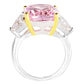 Sterling Silver Fancy Light Pink Radiant Cushion and Clear Trillion Ring with 18 KGP Prongs by Bling