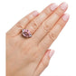 Sterling Silver Fancy Light Pink Radiant Cushion and Clear Trillion Ring with 18 KGP Prongs by Bling