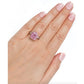 Sterling Silver Fancy Light Pink Rectangular Crushed Ice Cut Sedona Ring with 18 KGP Prongs