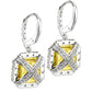Sterling Silver Fancy Light Yellow Asscher Cut Drops with 18 KGP Prongs and Stone Detailing on Back by Bling