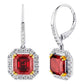 Sterling Silver Garnet Hued Asscher Cut Drops with 18 KGP Prongs & Stone Detailing on Back by Bling