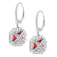 Sterling Silver Garnet Hued Asscher Cut Drops with 18 KGP Prongs & Stone Detailing on Back by Bling