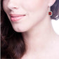 Sterling Silver Garnet Hued Asscher Cut Drops with 18 KGP Prongs & Stone Detailing on Back by Bling