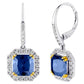 Sterling Silver Lab Created Sapphire Cushion Cut Drops with 18 KGP Prongs & Stone Detailing on Back by Bling