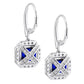 Sterling Silver Lab Created Sapphire Cushion Cut Drops with 18 KGP Prongs & Stone Detailing on Back by Bling
