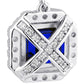 Sterling Silver Lab Created Sapphire Cushion Cut Drops with 18 KGP Prongs & Stone Detailing on Back by Bling