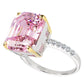 Sterling Silver Pink Asscher/Emerald-Cut Aspen Ring with 18 KGP Prongs-Bling by Wilkening Invented Cut