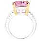 Sterling Silver Pink Asscher/Emerald-Cut Aspen Ring with 18 KGP Prongs-Bling by Wilkening Invented Cut