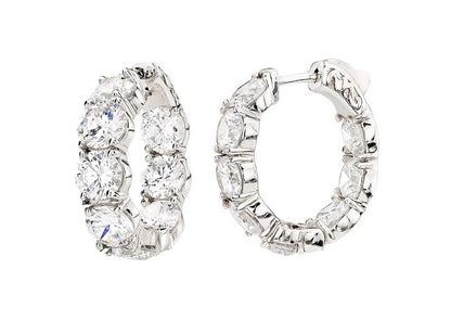 Sterling Silver Small Large Stone Couture Hoops by Bling