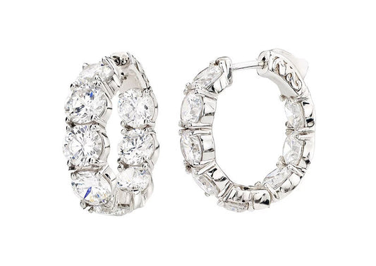 Sterling Silver Small Large Stone Couture Hoops by Bling