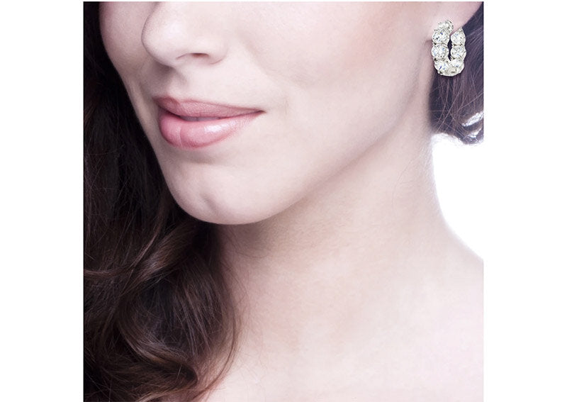 Sterling Silver Small Large Stone Couture Hoops by Bling