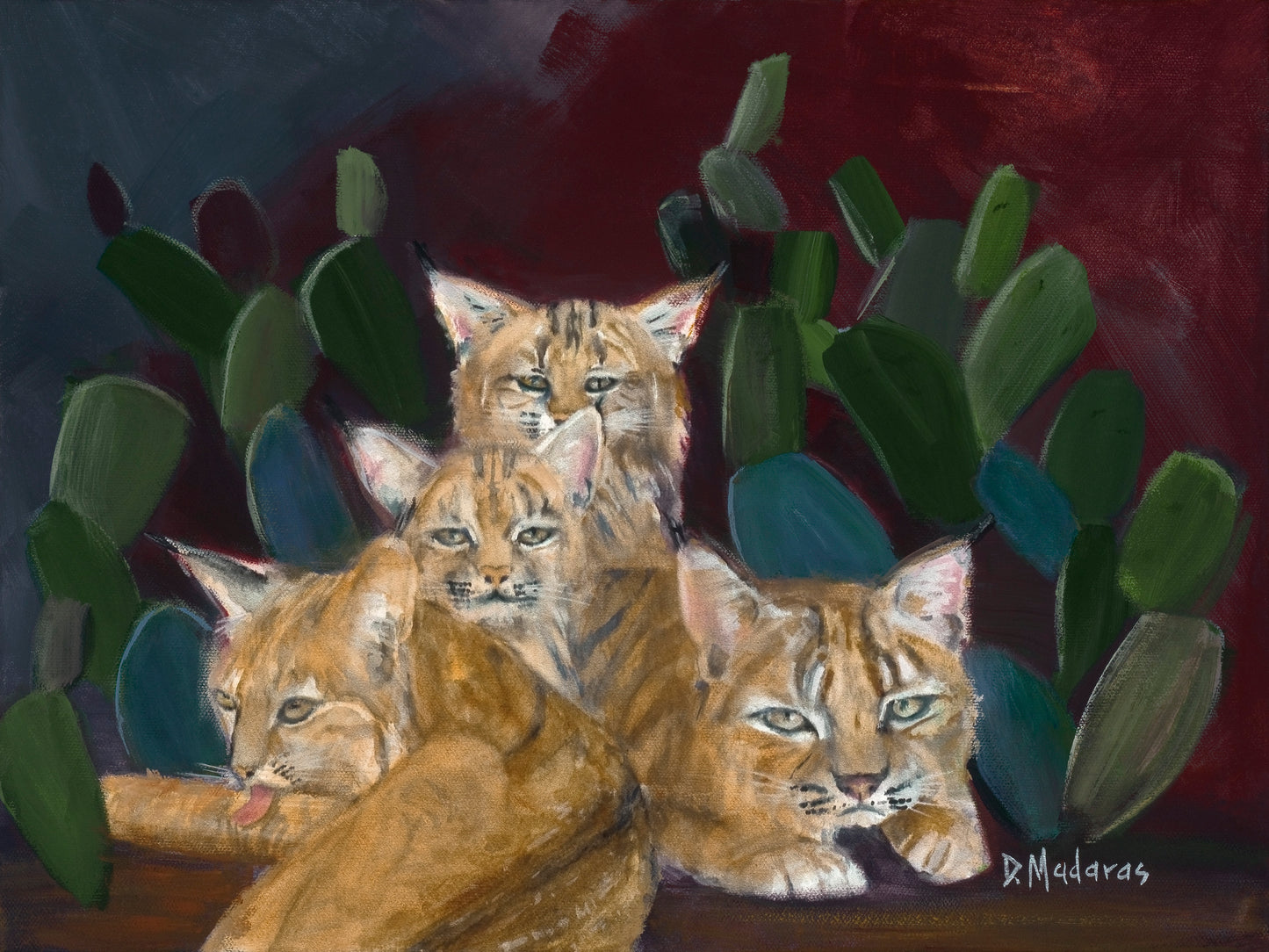 Wildcats in the Cactus Lair- Matted Print