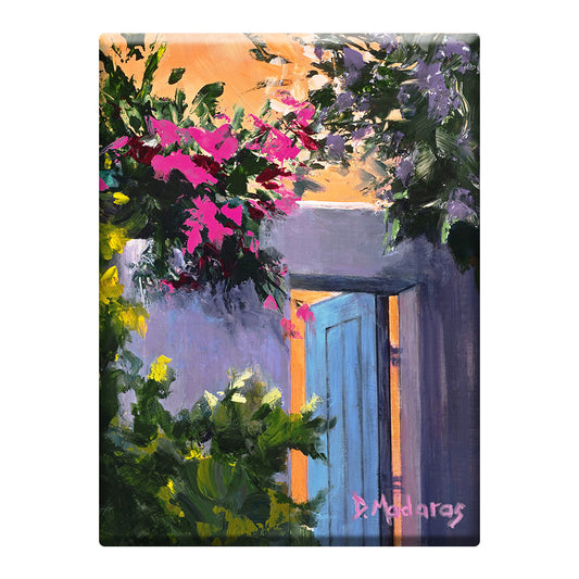 Bougainvillea by the Blue Door- Mini Canvas
